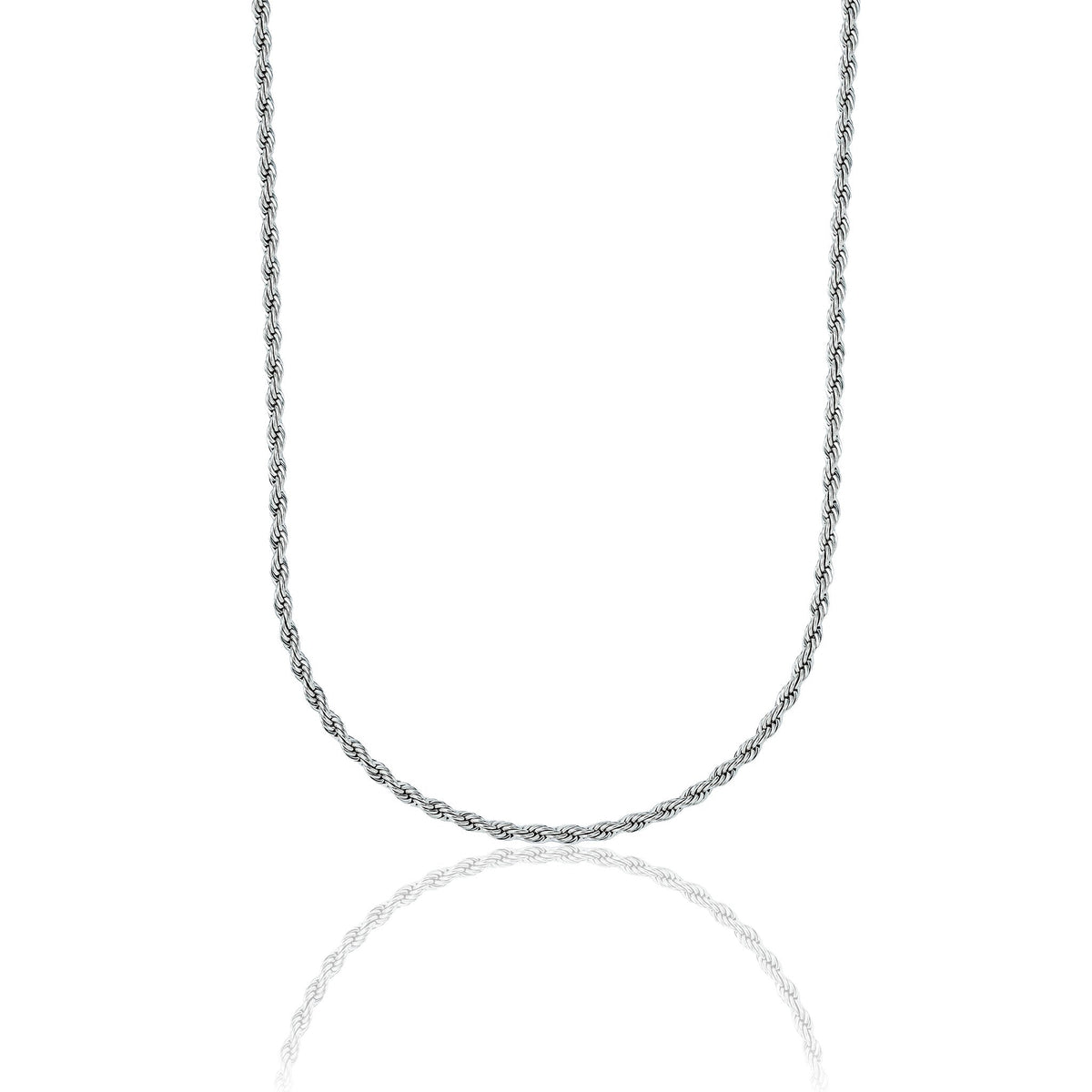 GLD Men Solid White Gold Rope Chain (2mm)