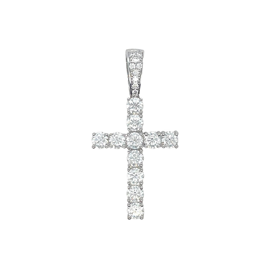 GLD Women Moissanite Diamond Cross Pendant in Sterling Silver