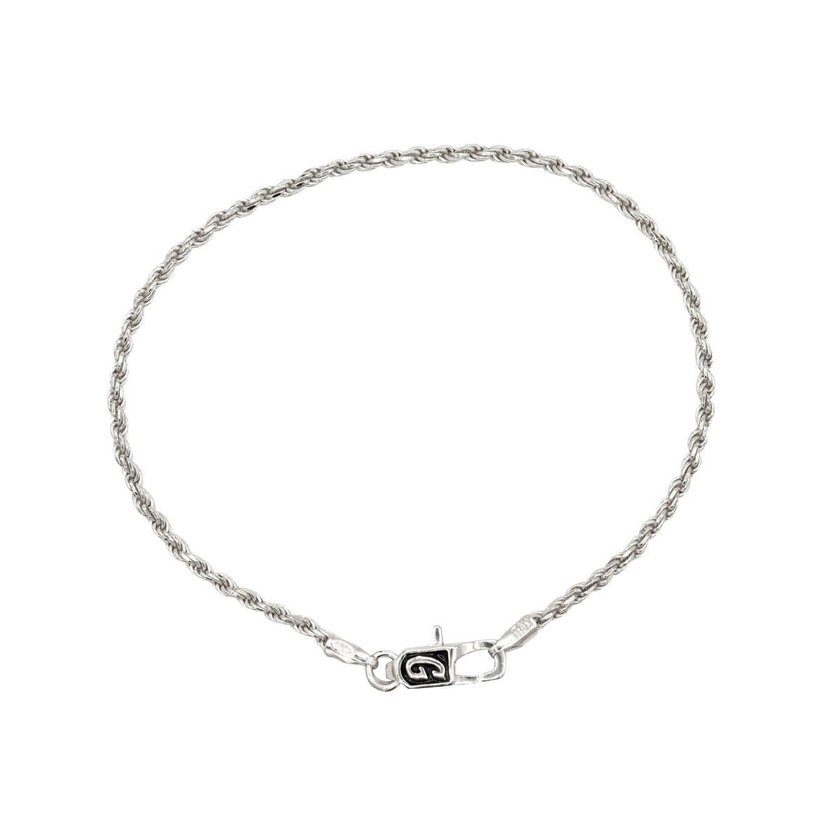 GLD Men Rope Chain Bracelet in Sterling Silver - 2mm
