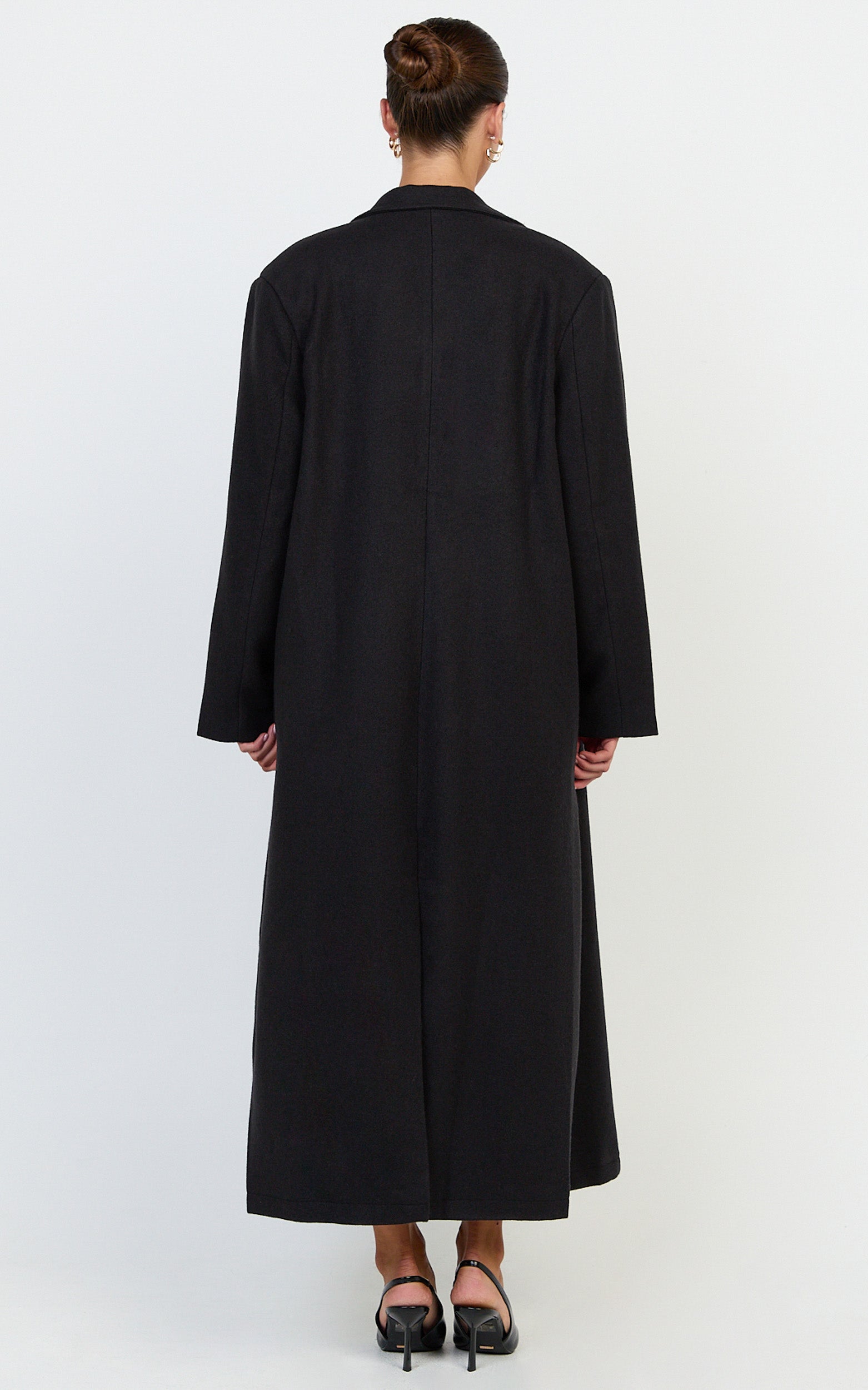 Eloise Coat - Oversized Longline Tailored Coat in Black