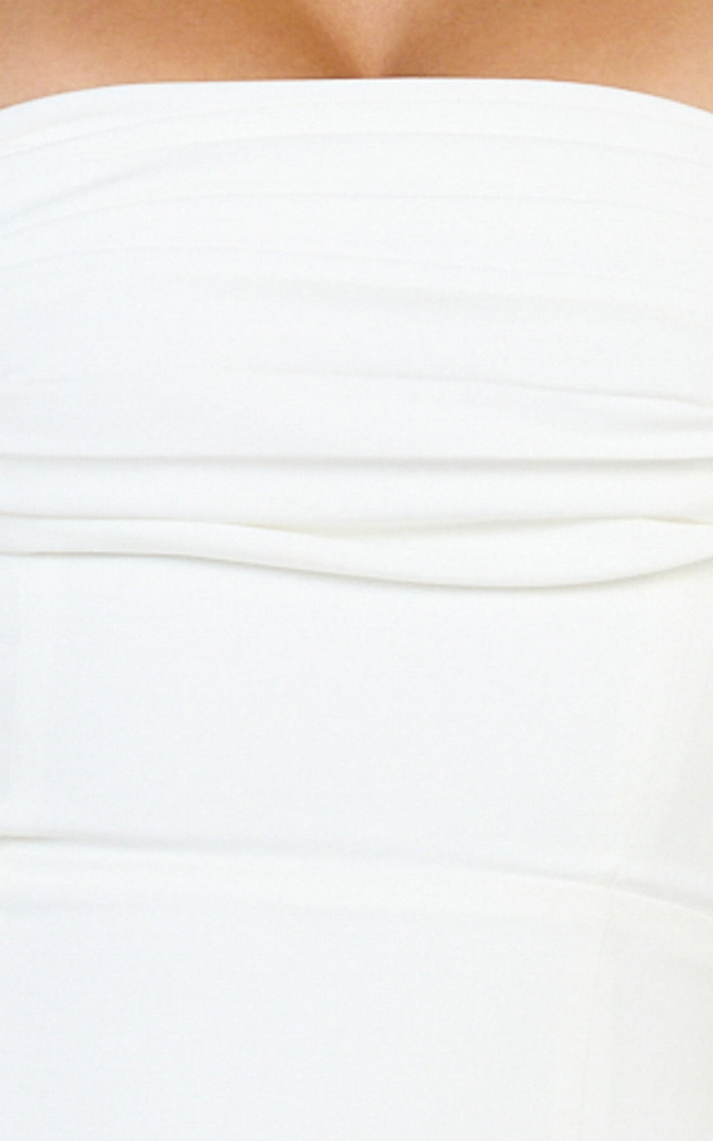 Inez Mini Dress - Gathered Bust A Line Shoulder Tie Dress in White