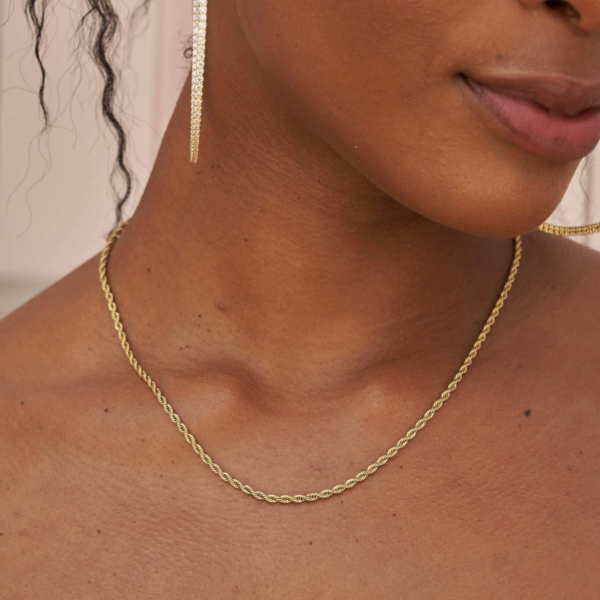 GLD Women Rope Necklace in Yellow Gold - 2mm