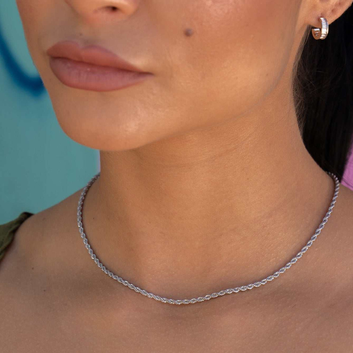 GLD PROMO - WOMEN Rope Necklace in White Gold - 2mm