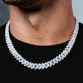 GLD Men Baguette Prong Set Cuban Chain in White Gold- 12mm