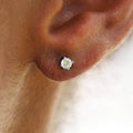GLD Women Round Cut Stud Earring in White Gold - 3MM