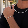 GLD Men Diamond Tennis Chain + Bracelet Bundle in White Gold- 3mm