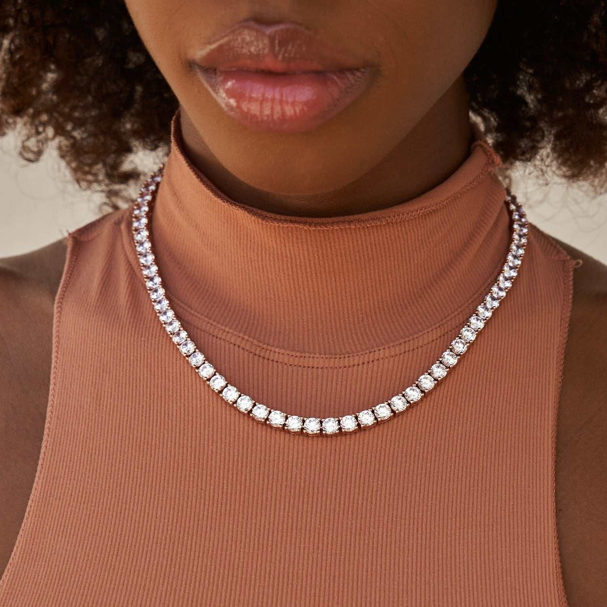 GLD Women GLD Diamond Tennis Necklace in Rose Gold- 5mm
