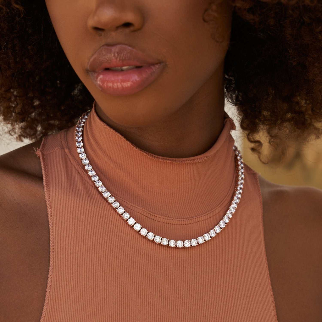 GLD Women GLD Diamond Tennis Necklace in Rose Gold- 5mm