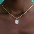 GLD Women Micro Diamond Stone Pendant in Yellow Gold