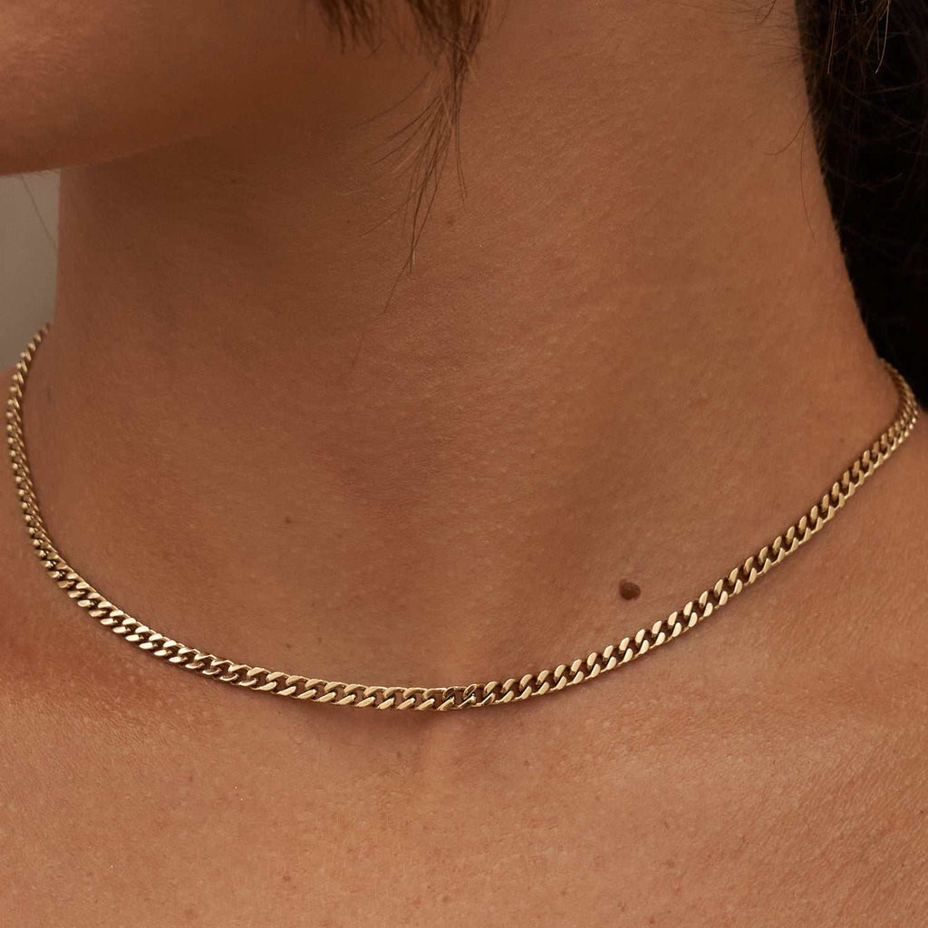 GLD Women 3MM Micro Cuban Necklace in Yellow Gold