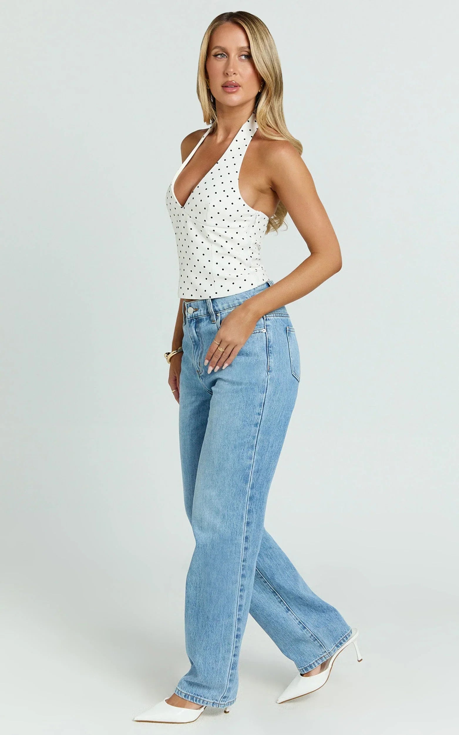 Barker Jeans - Low Rise Recycled Denim Straight Leg Jeans in Mid Blue Wash