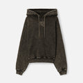 Alexander Wang Glitter Essential Terry Hoodie with Puff Logo - Army Green
