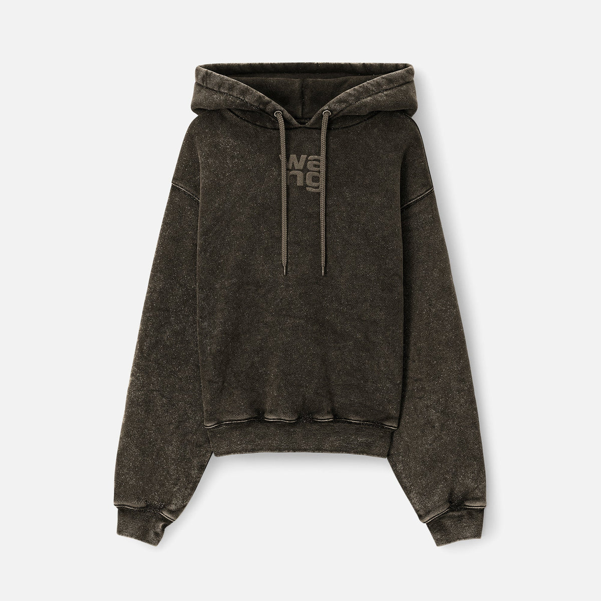 Alexander Wang Glitter Essential Terry Hoodie with Puff Logo - Army Green
