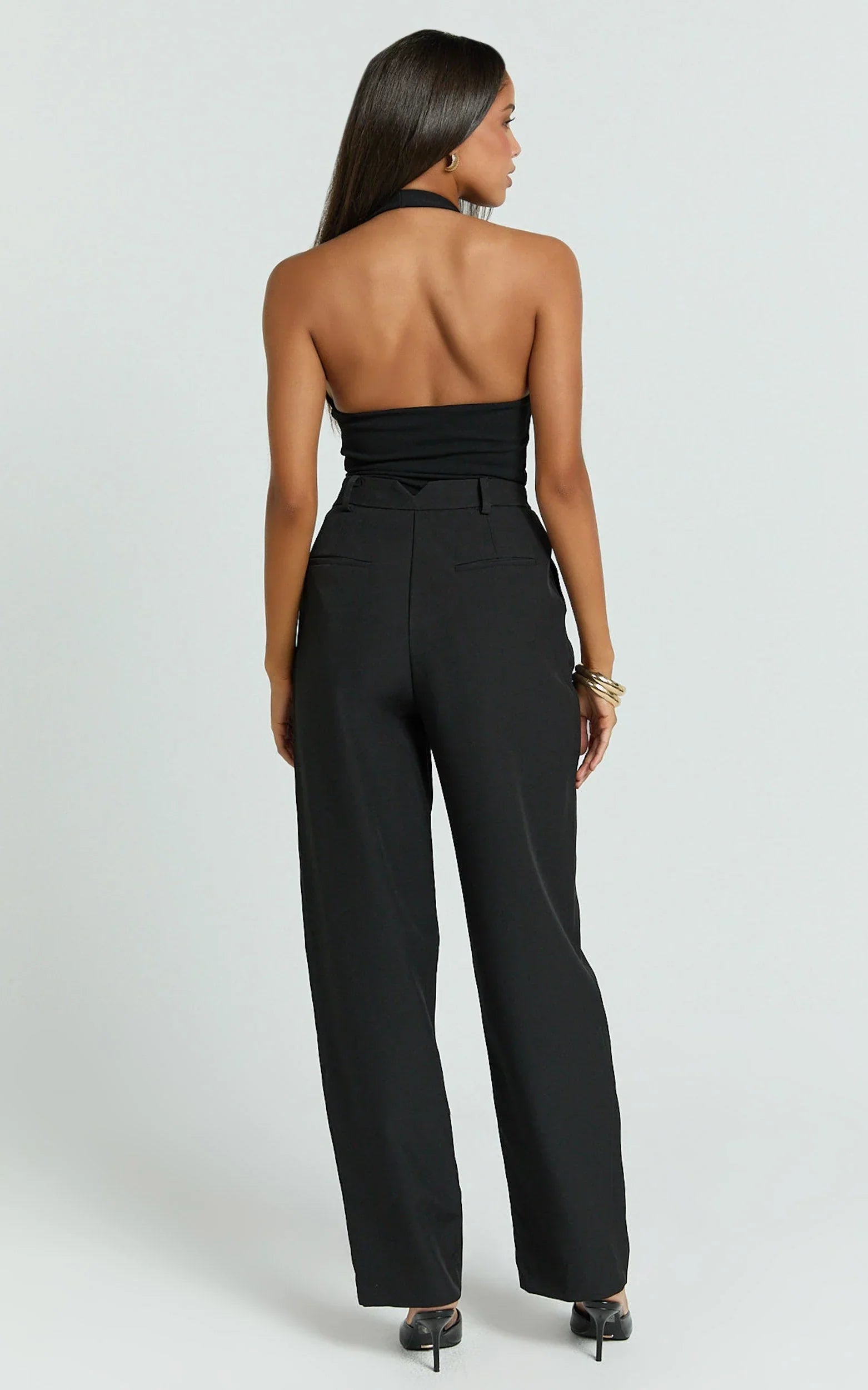 Ebby Pants - Barrel Leg High Waisted Pants in Black