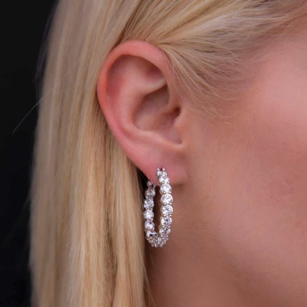 GLD Women GLD Eternity Hoop Earrings in White Gold- 4mm