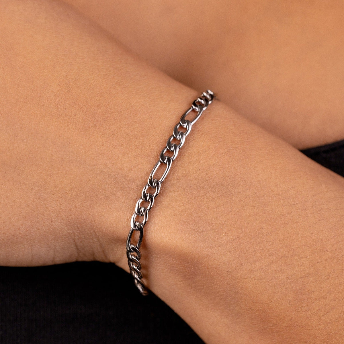 GLD PROMO - WOMEN Figaro Bracelet in White Gold - 4mm