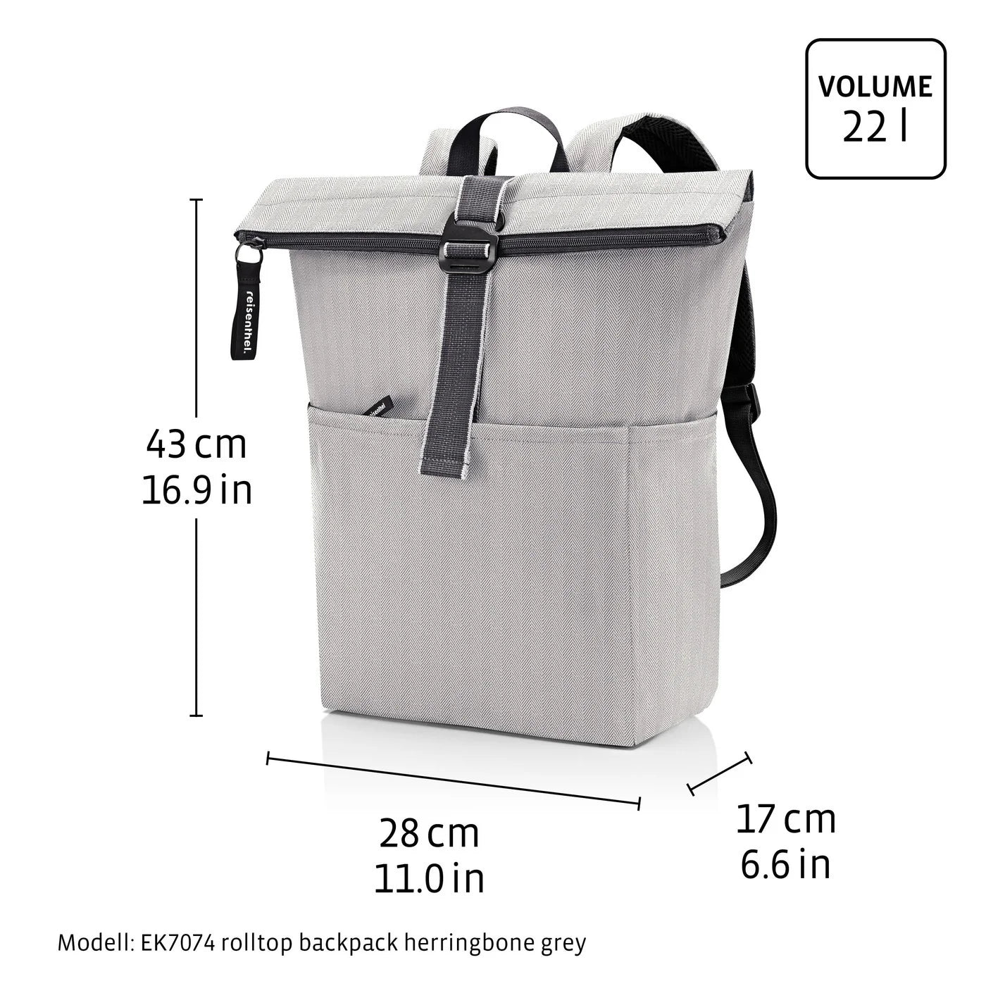 Rolltop Backpack Twist Silver
