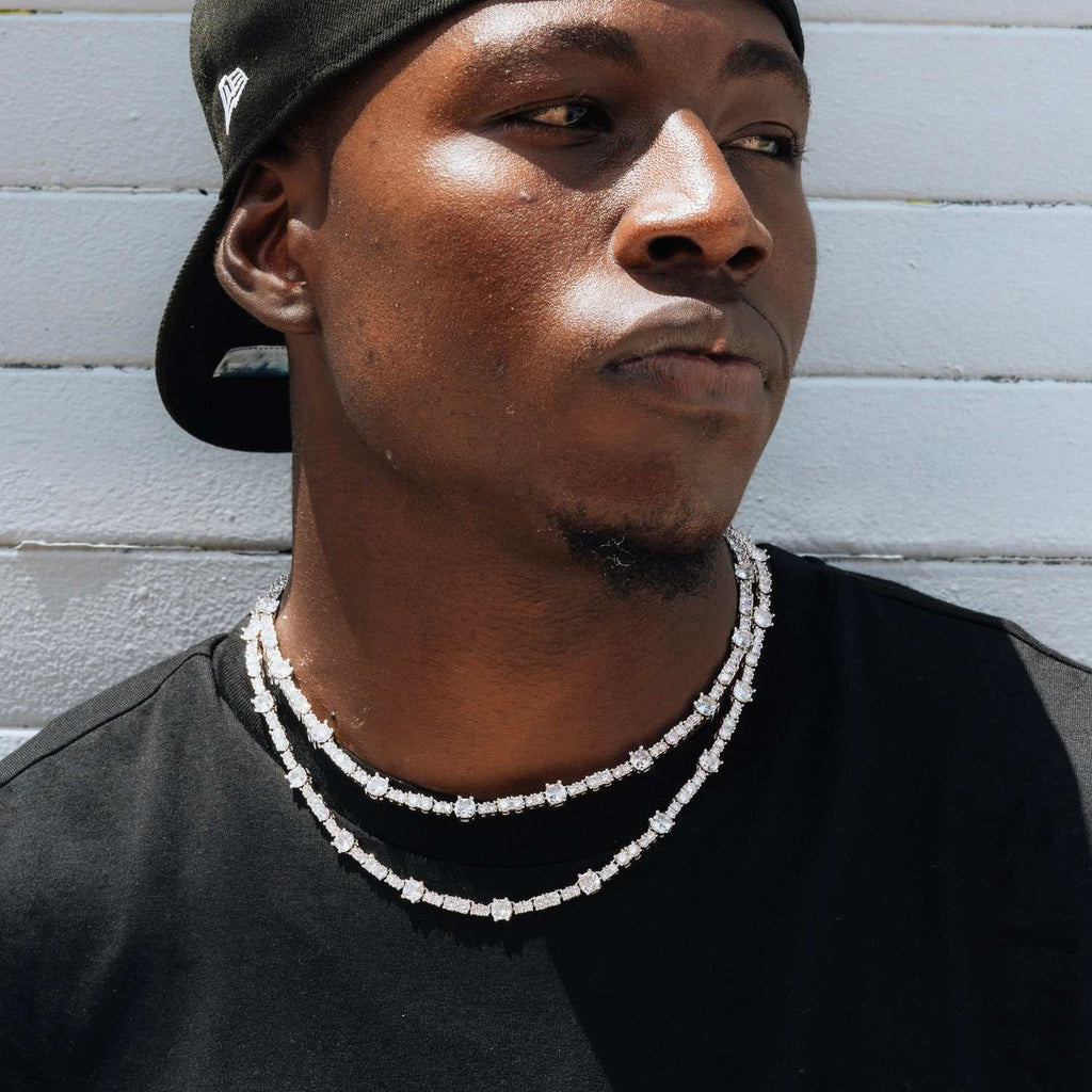 GLD Men Gem Stationed Tennis Chain