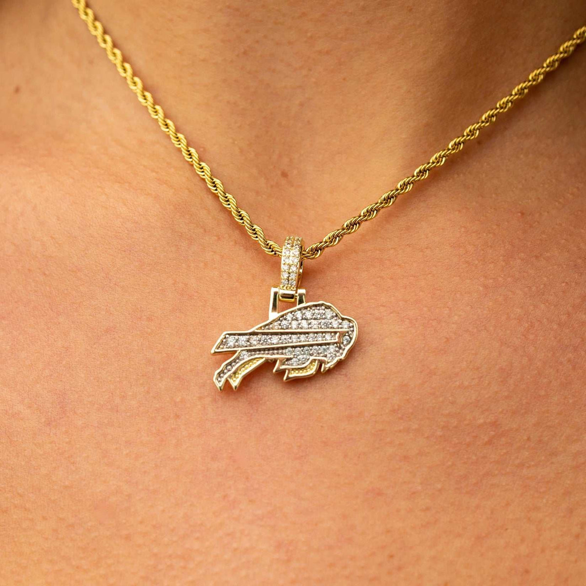GLD Women Buffalo Bills Official NFL Micro Logo Pendant - Yellow Gold