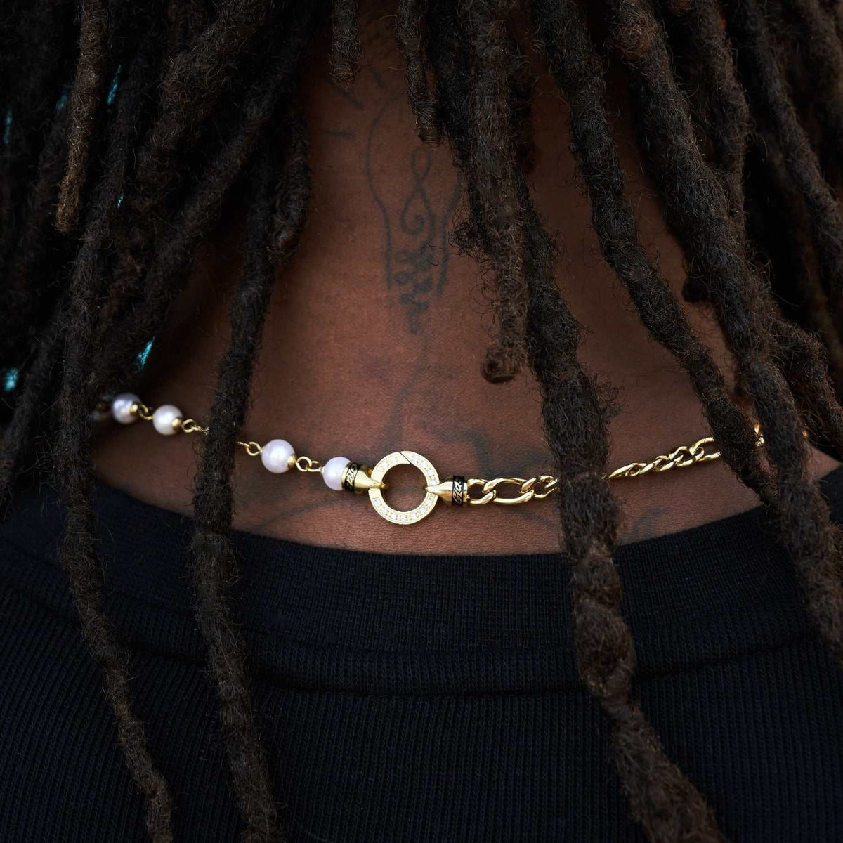 GLD PROMO Figaro Link + Pearl Chain