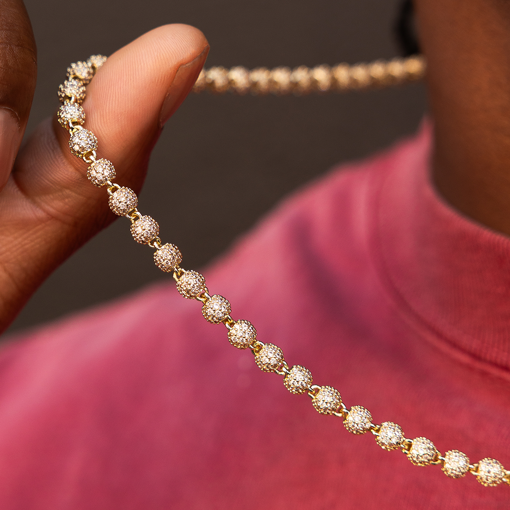 GLD Men Iced Ball Chain in Yellow Gold - 4mm