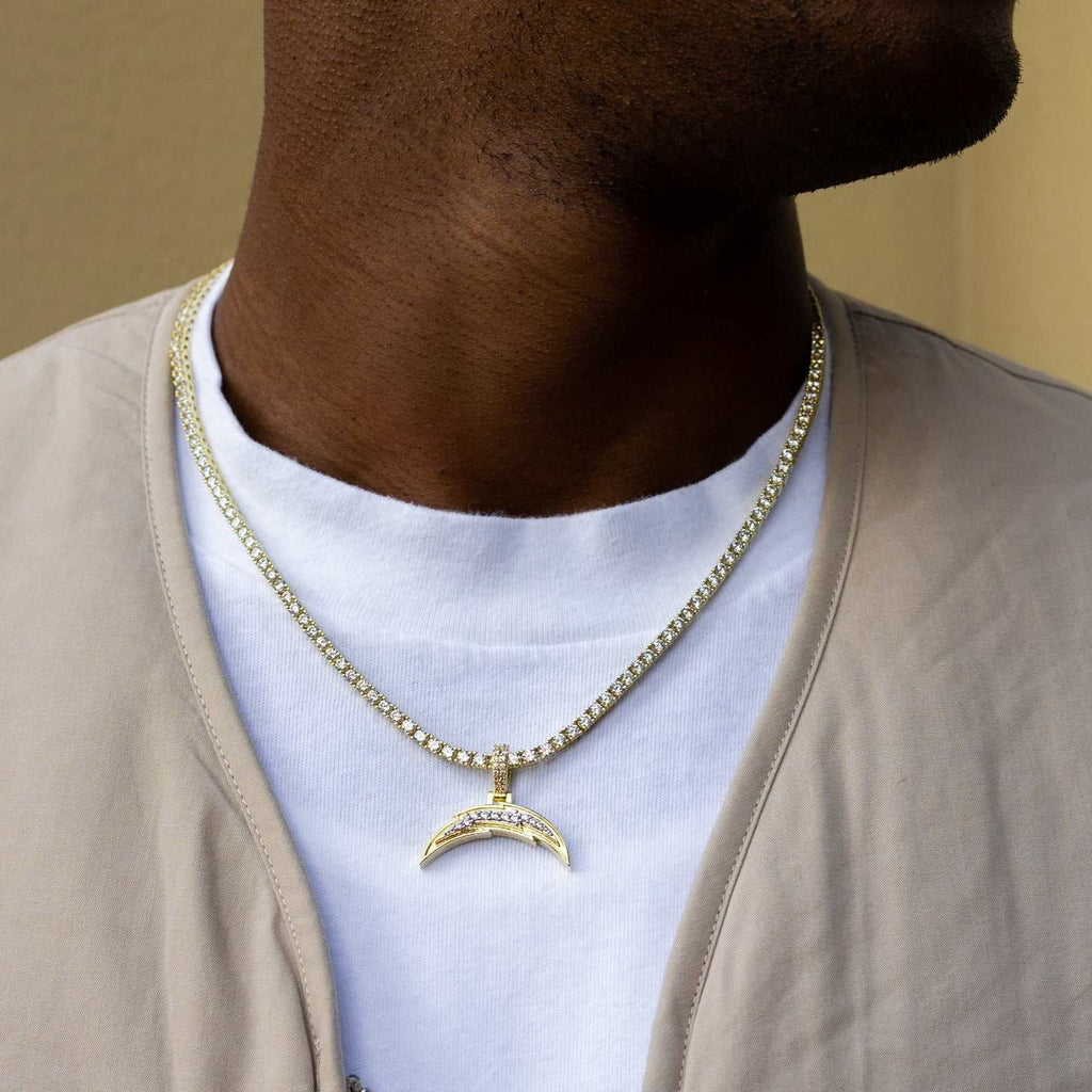 GLD Men Los Angeles Chargers Official NFL Micro Logo Pendant - Yellow Gold