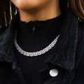 GLD PROMO - WOMEN Baguette Chain Link Necklace in White Gold- 8mm
