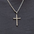 GLD Women Twisted Rope Cross Pendant + 2MM Rope Necklace Bundle in White Gold