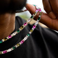 GLD Men Multicolor Mixed Oval Cut Tennis Chain- 5mm