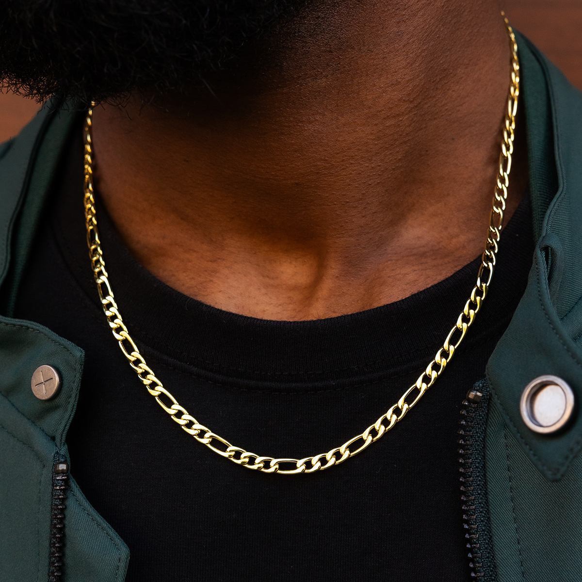 GLD PROMO Figaro Link Chain in Yellow Gold - 4mm