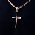 GLD PROMO Iced Nail Cross Pendant in Rose Gold