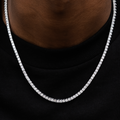GLD Men Diamond Tennis Chain in White Gold- 3mm