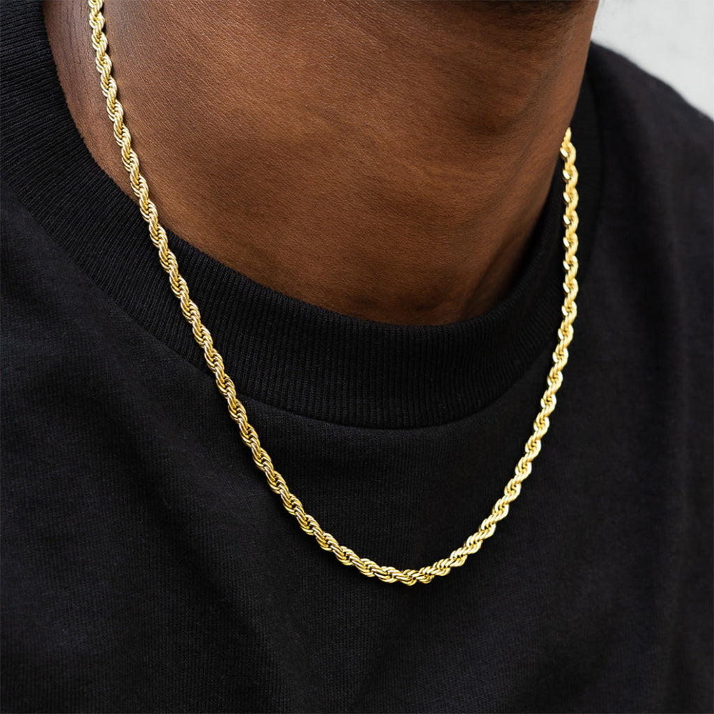 GLD Men GLD Rope Chain in Yellow Gold- 4mm