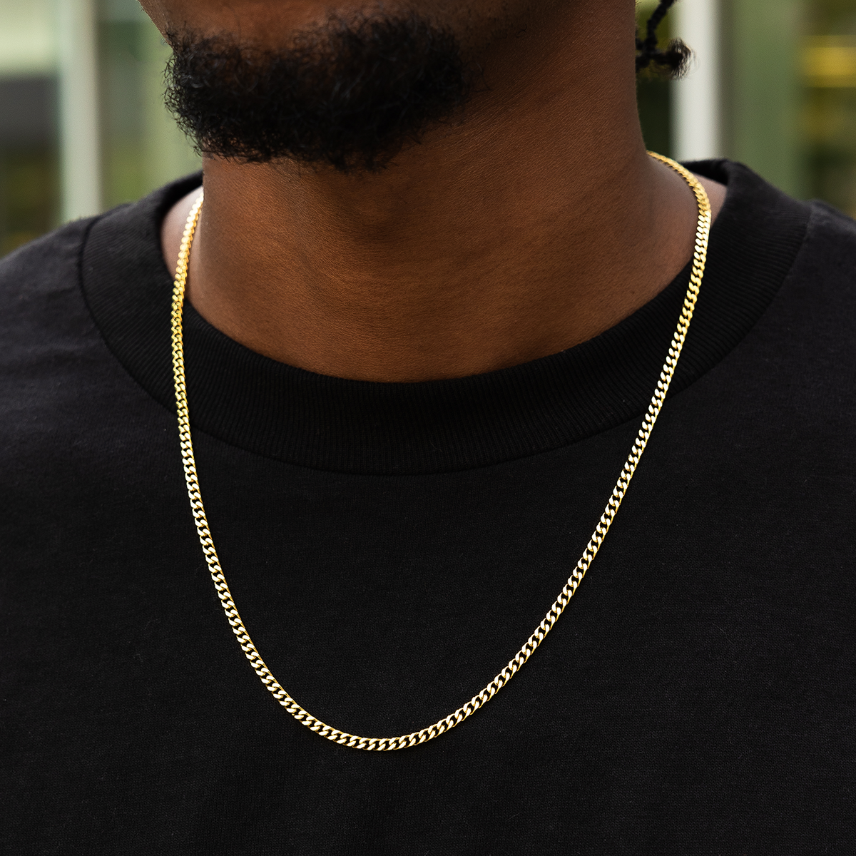GLD Men Micro Cuban Chain in Yellow Gold- 3mm