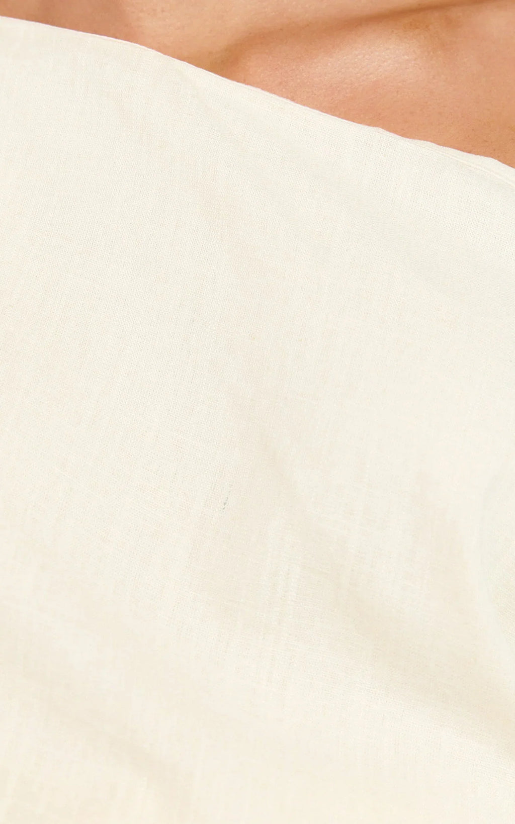Collins Linen Blend Top - Draped Asymmetrical Neckline Top in Stone