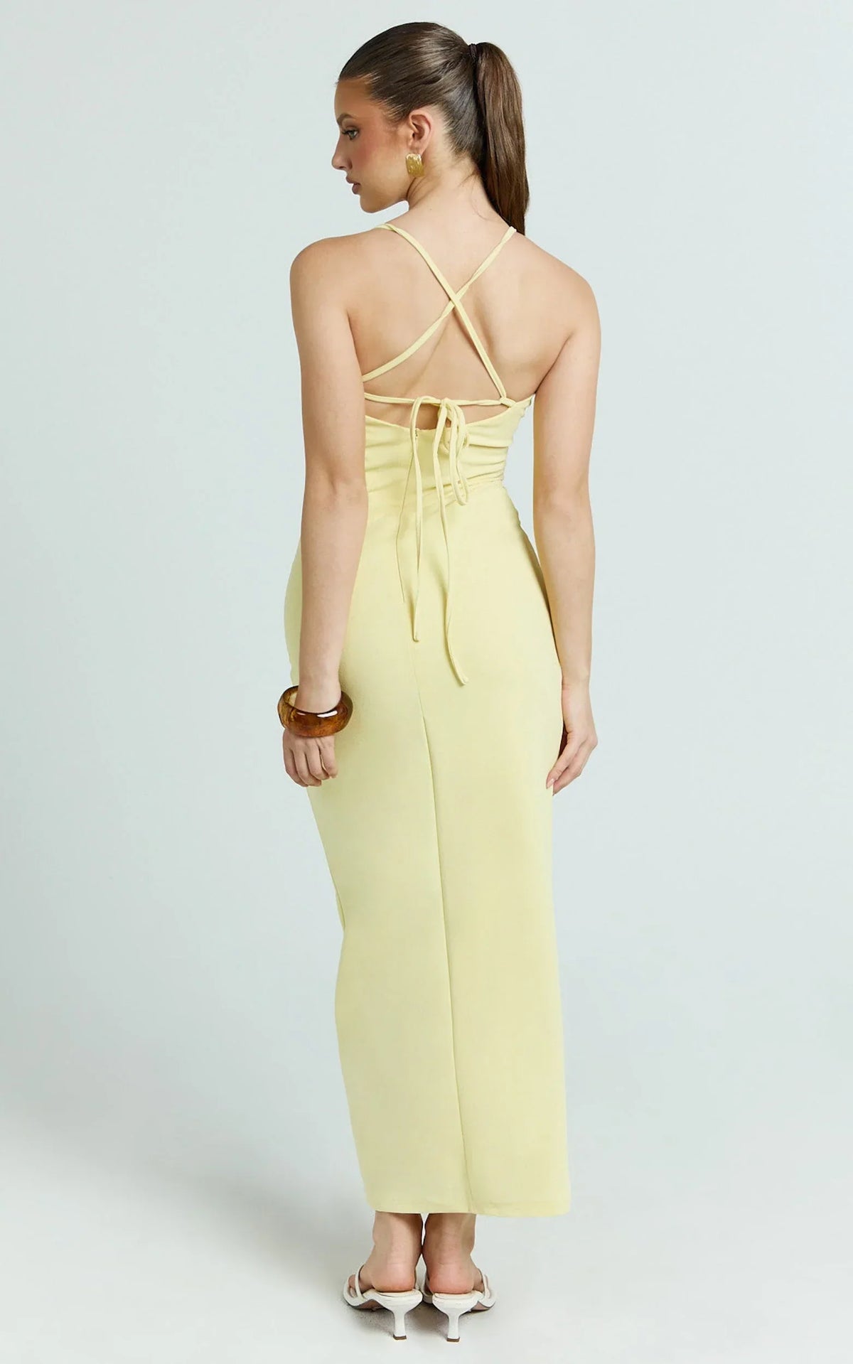 Ramirez Midi Dress - Scoop Neck Low Back Dress in Lemon