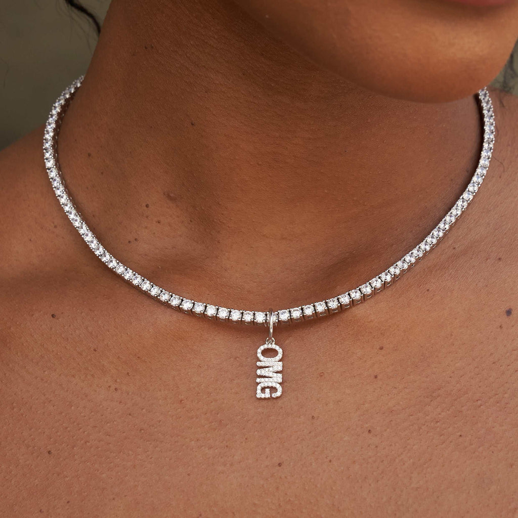 GLD PROMO - WOMEN "OMG" Pendant - White Gold