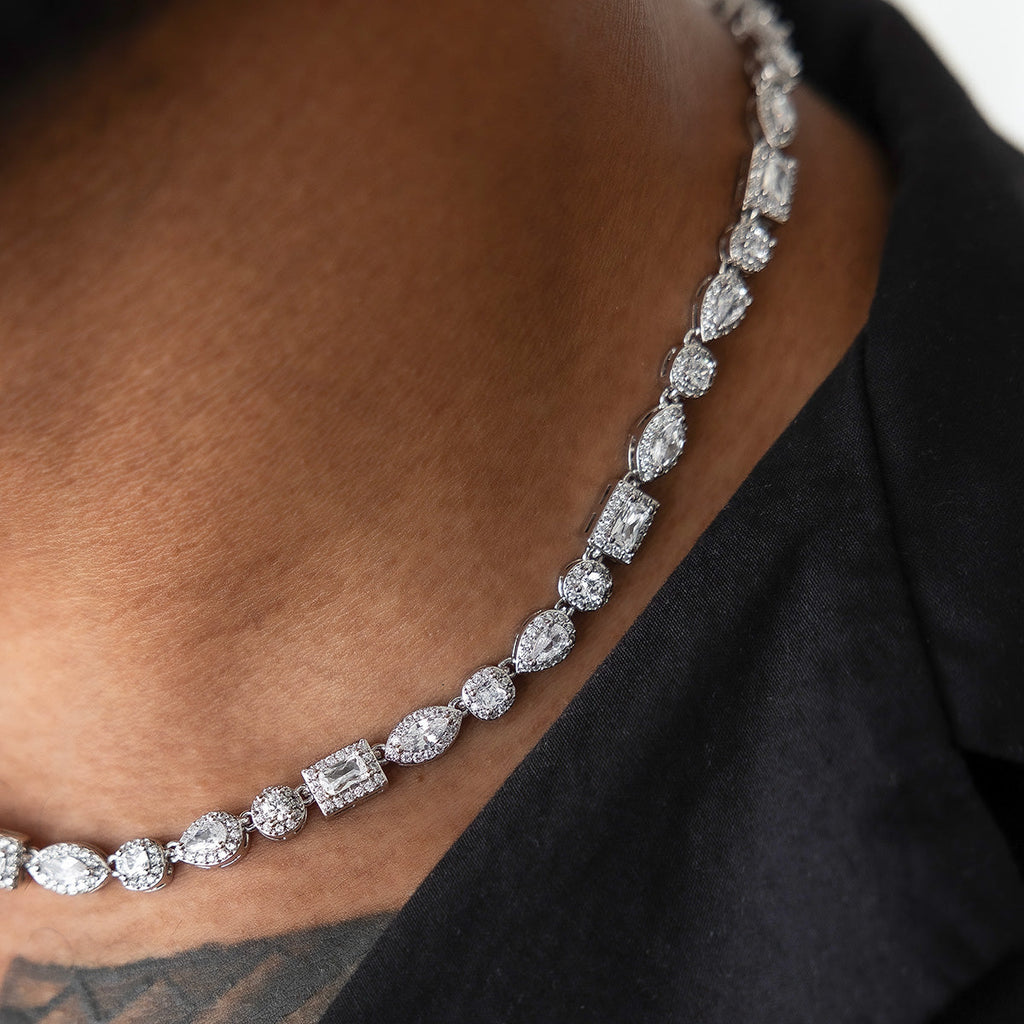 GLD Men Mixed Diamond Pave Chain in White Gold