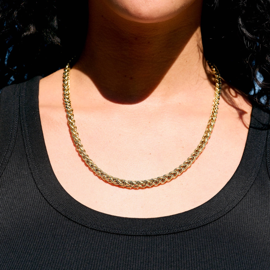 GLD Women Palm Chain Necklace in Yellow Gold- 6mm