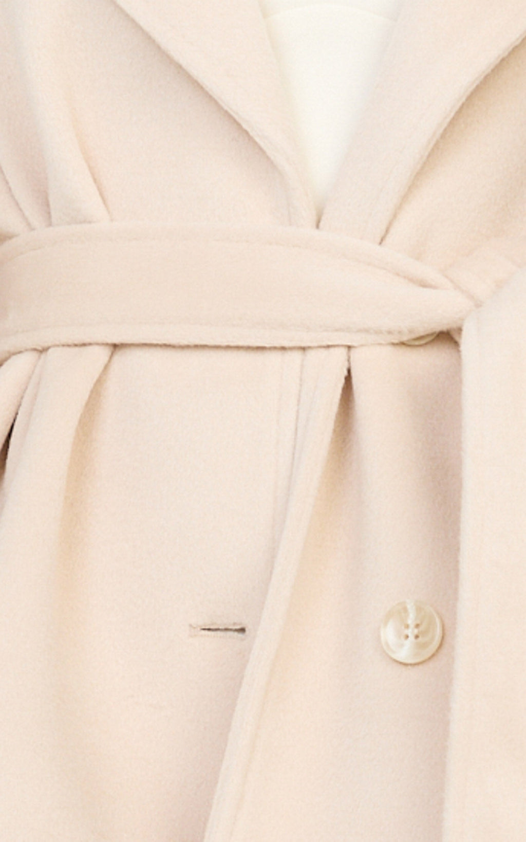 Dahlia Coat - Single Breasted Belted Short Wool Like Coat in Beige