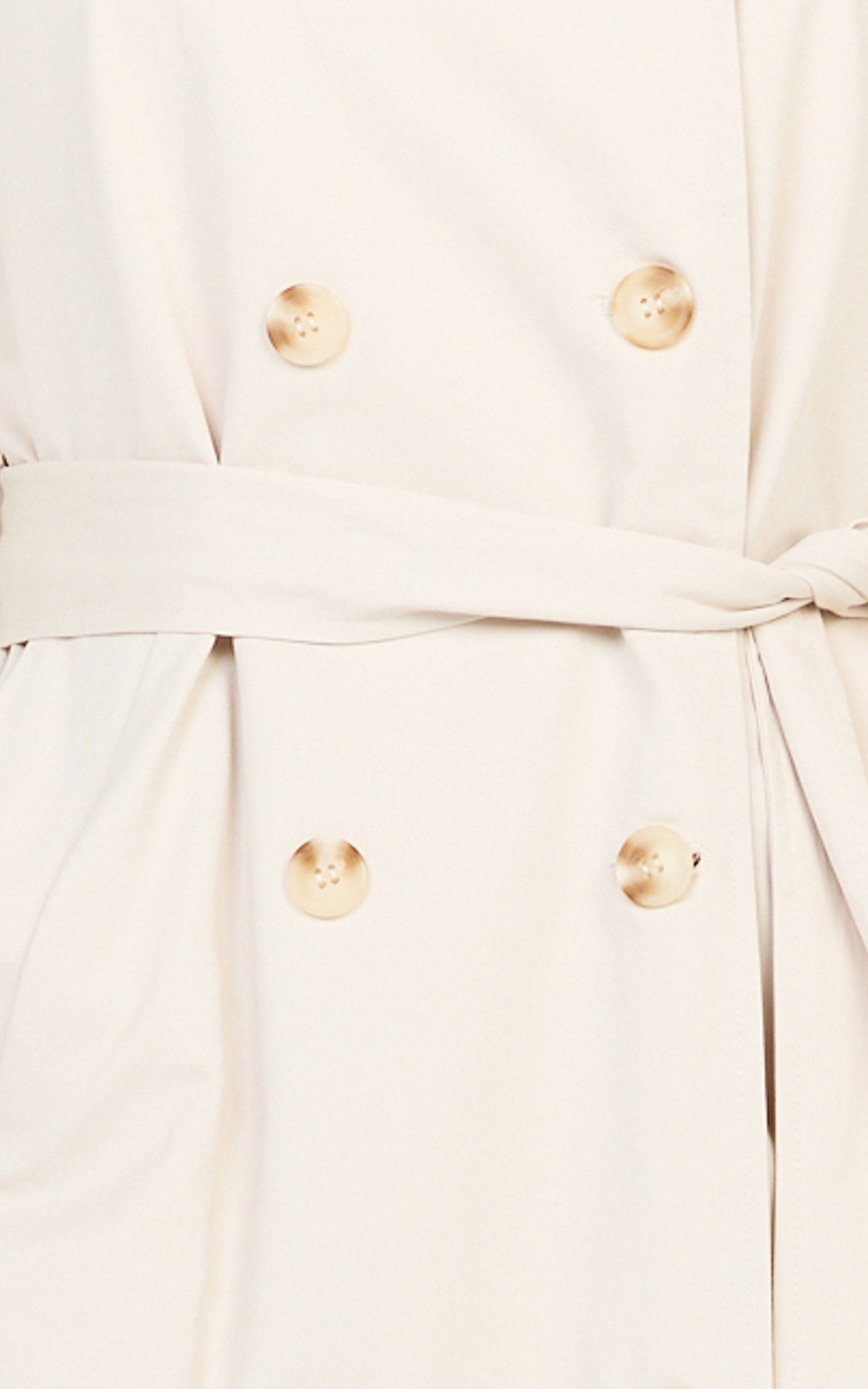 Isla Coat - Funnel Neck Double Breasted Longline Trench Coat in Stone