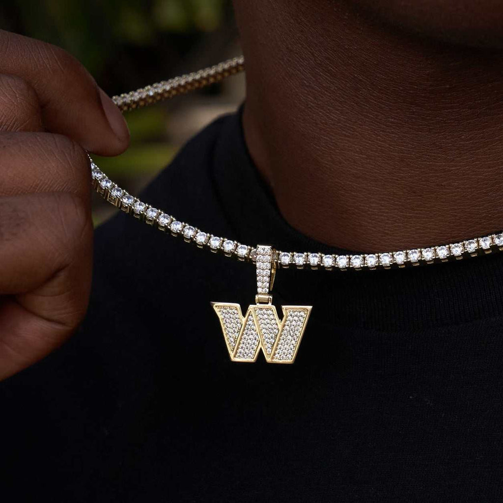 GLD Men Washington Commanders Official NFL Micro Logo Pendant- Yellow Gold