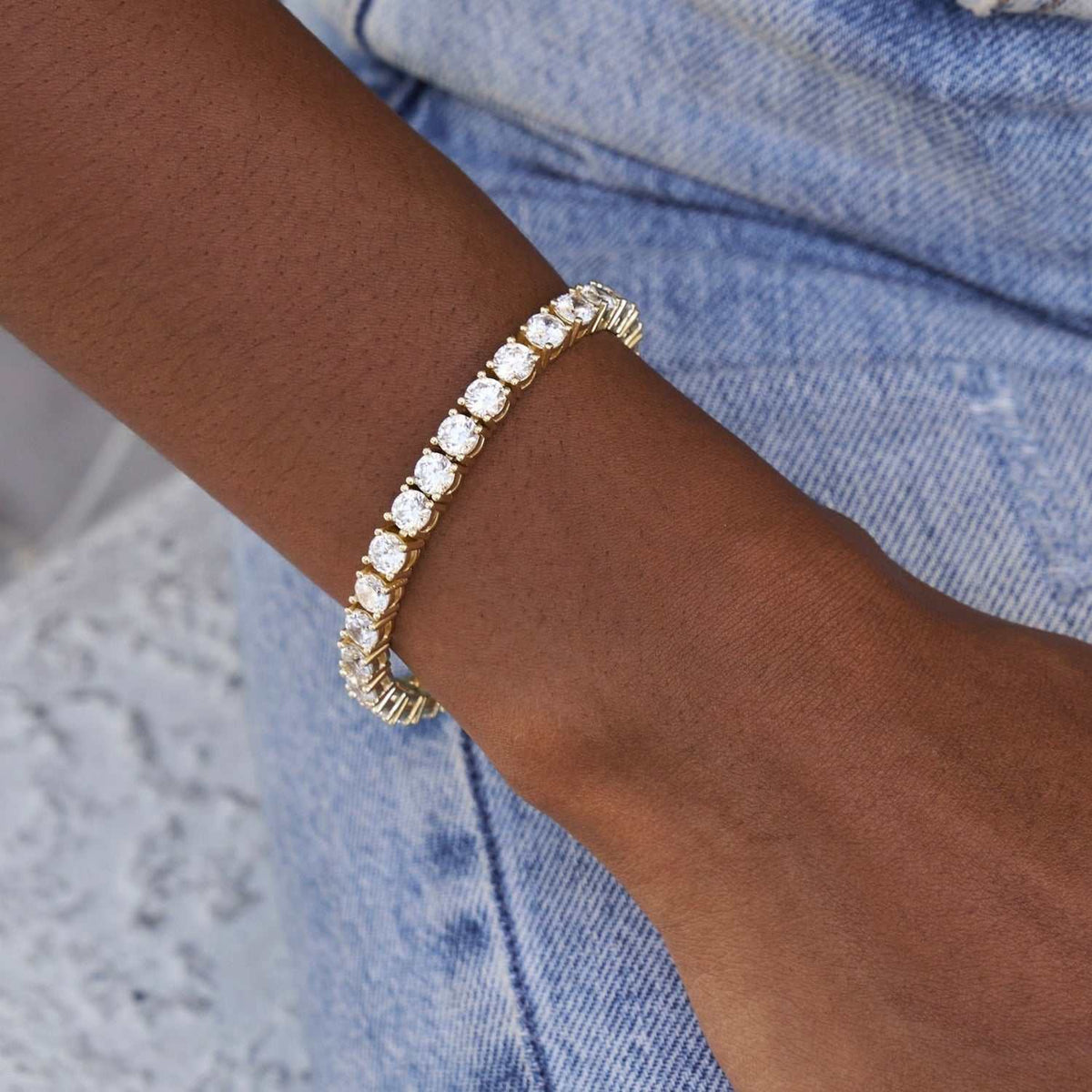 GLD Women Diamond Tennis Bracelet in Yellow Gold- 5mm