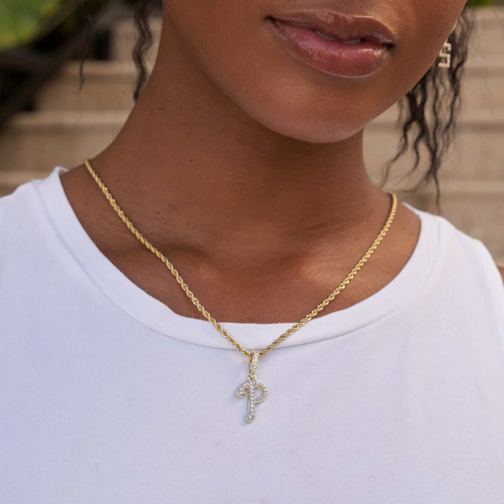 GLD Women Philadelphia Phillies Official MLB Micro Logo Pendant