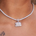 GLD Women Cincinnati Bengals Official NFL Micro Logo Pendant - White Gold