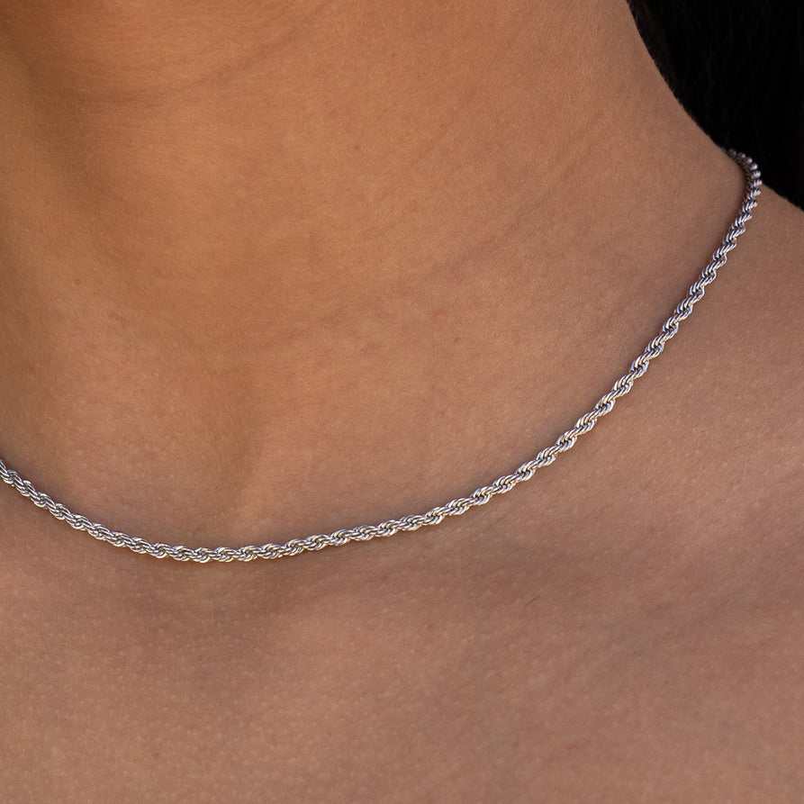 GLD Women GLD Rope Necklace in White Gold - 2mm