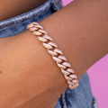 GLD PROMO - WOMEN Diamond Cuban Bracelet in Rose Gold - 8.5mm