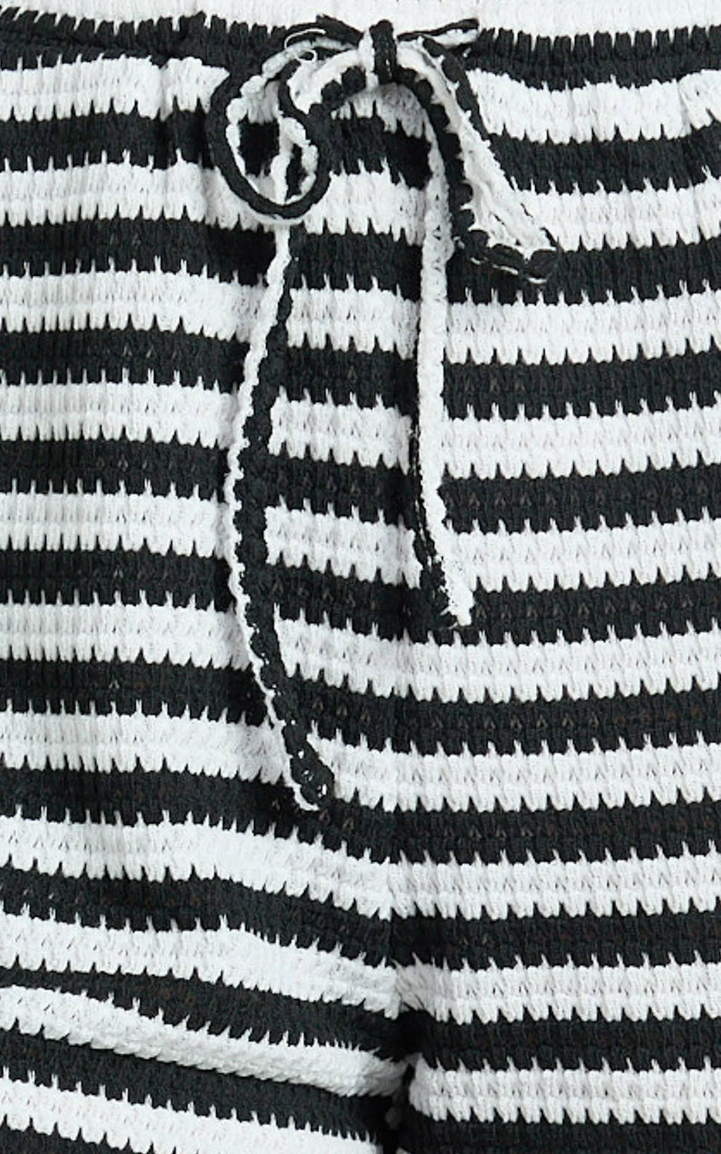 Brenda Short - Textured Stripe Short in White/Black Stripe