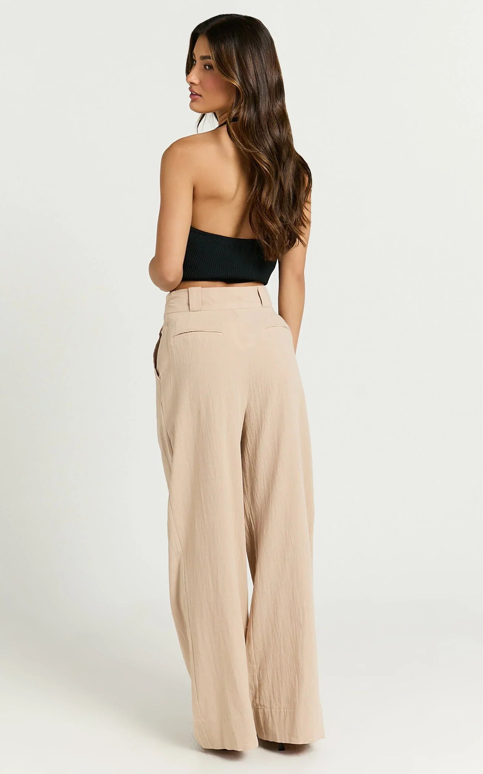 Bette Pants - High Waisted Wide Leg Pants in Stone