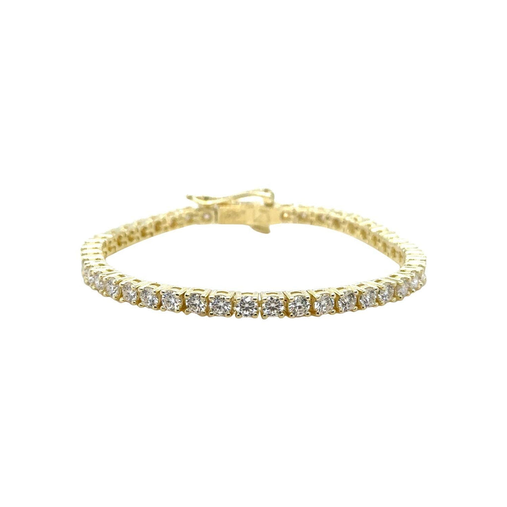 GLD Men Men's Moissanite Diamond Tennis Bracelet in Yellow Gold Vermeil- 3mm